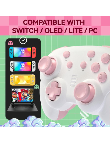 Controlador Inalámbrico TurbX Mini Mate Rosa para Switch y PC