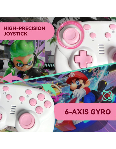 Controlador Inalámbrico TurbX Mini Mate Rosa para Switch y PC
