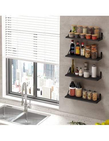 Estantes Flotantes Fixwal de Madera Rústica - Juego de 8 Piezas