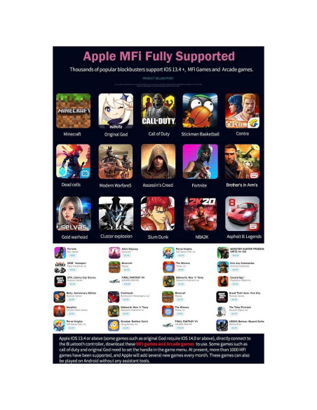 Controlador de Juegos Megadream Inalámbrico para iPhone y Android