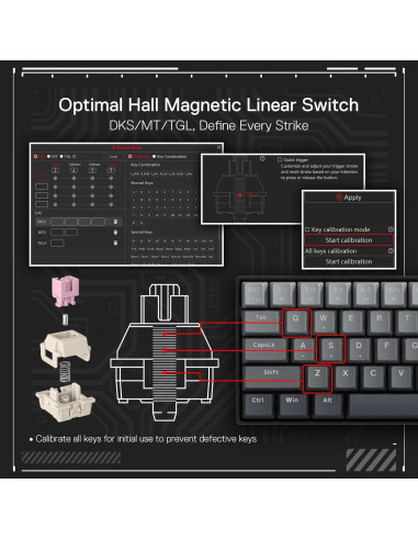 Teclado Gaming Redragon K617M 60% Mecánico 61 Teclas Gris