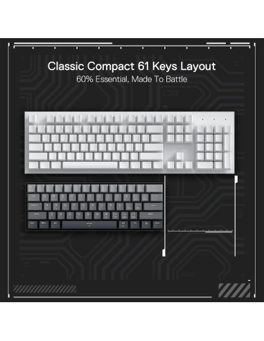Teclado Gaming Redragon K617M 60% Mecánico 61 Teclas Gris