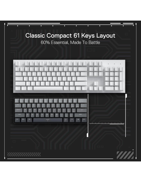 Teclado Gaming Redragon K617M 60% Mecánico 61 Teclas Gris