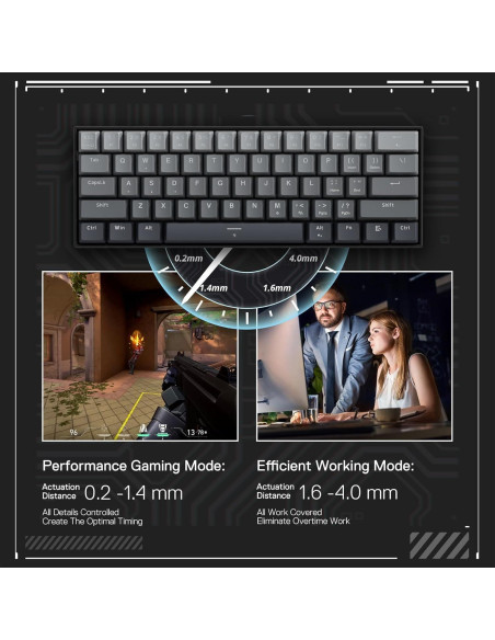 Teclado Gaming Redragon K617M 60% Mecánico 61 Teclas Gris