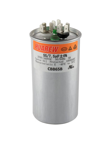 Capacitor CBB65 HUAREW 55+7.5uF 370/450V para Aire Acondicionado