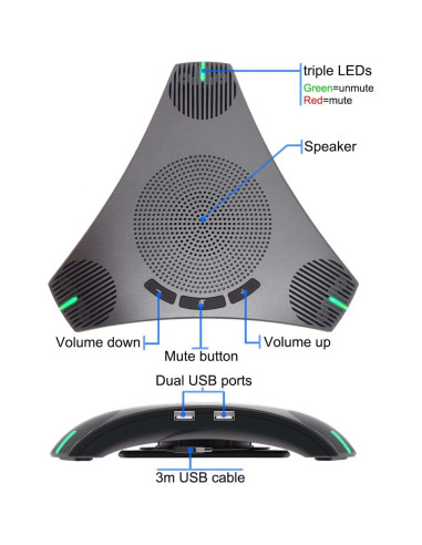 Altavoz y Micrófono USB PolaTab Q95mini 360 para Conferencias
