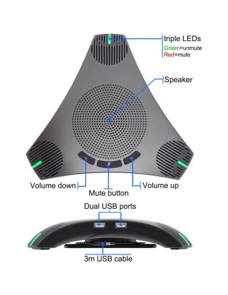 Altavoz y Micrófono USB PolaTab Q95mini 360 para Conferencias