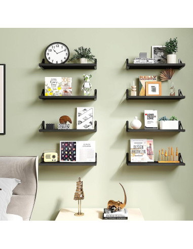 Estantes Flotantes Fixwal de Madera Rústica - Juego de 8 Piezas