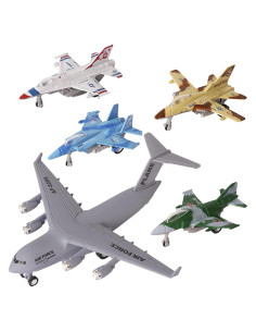 Juego de 5 Aviones de Combate Crelloci - Retroceso 15 cm