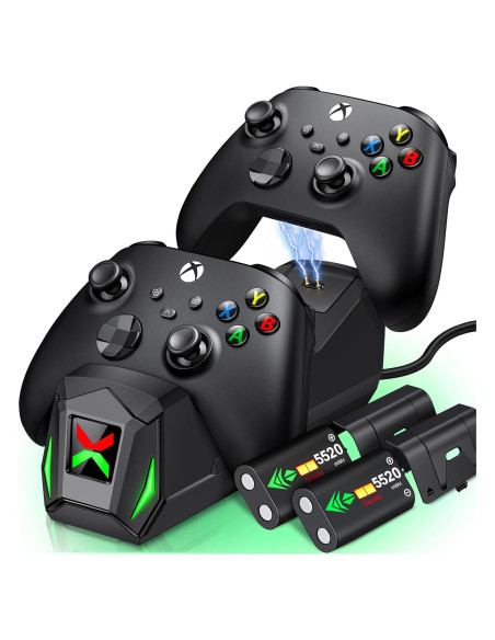 Estación de Carga para Controlador Xbox + LIFUFUTEE + 2 Baterías 5520mWh