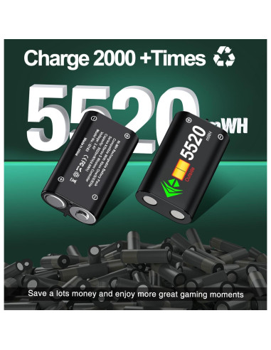 Estación de Carga para Controlador Xbox + LIFUFUTEE + 2 Baterías 5520mWh