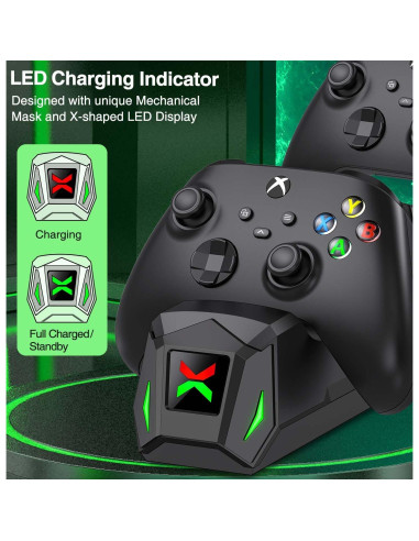 Estación de Carga para Controlador Xbox + LIFUFUTEE + 2 Baterías 5520mWh