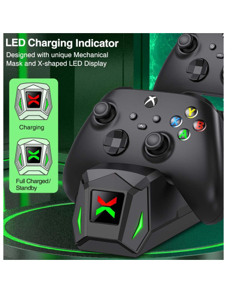 Estación de Carga para Controlador Xbox + LIFUFUTEE + 2 Baterías 5520mWh