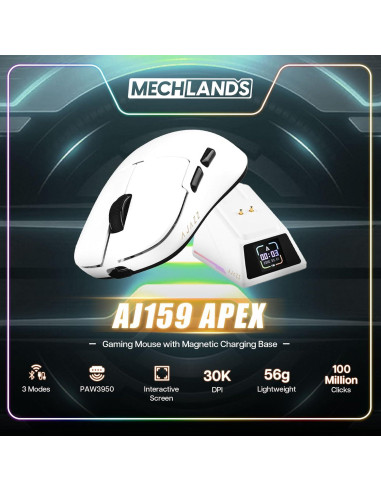 Ratón Inalámbrico AJAZZ AJ159 APEX 30000 DPI Blanco