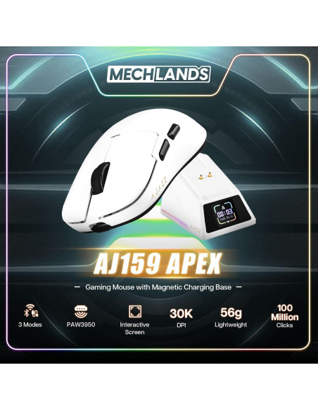 Ratón Inalámbrico AJAZZ AJ159 APEX 30000 DPI Blanco