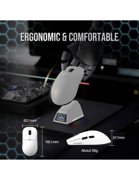 Ratón Inalámbrico AJAZZ AJ159 APEX 30000 DPI Blanco