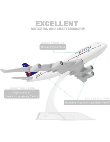 Modelo avión Boeing 747 QIYUMOKE 1/400 metal con soporte