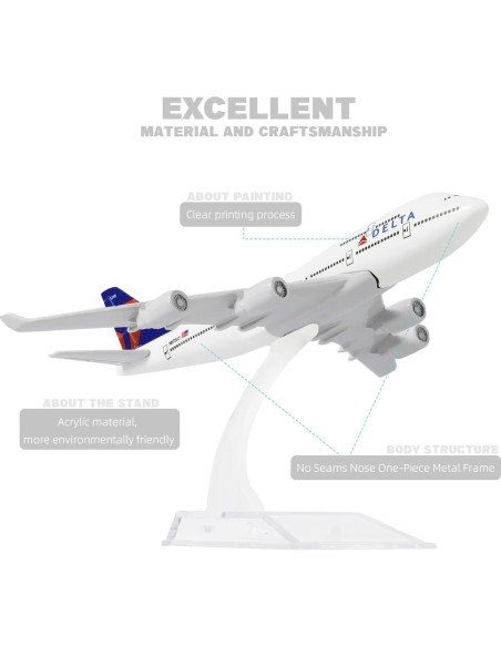 Modelo avión Boeing 747 QIYUMOKE 1/400 metal con soporte