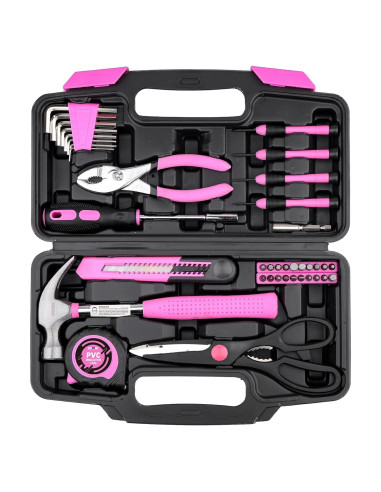 Kit de Herramientas DOWELL 40 Pcs Rosa con Caja Plástica