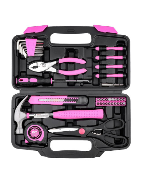 Kit de Herramientas DOWELL 40 Pcs Rosa con Caja Plástica
