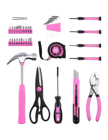 Kit de Herramientas DOWELL 40 Pcs Rosa con Caja Plástica