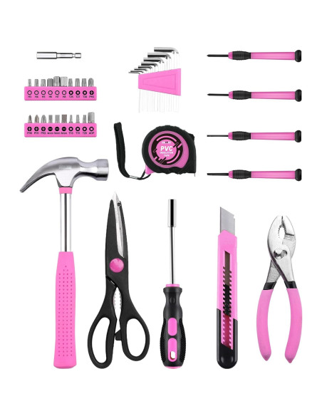 Kit de Herramientas DOWELL 40 Pcs Rosa con Caja Plástica