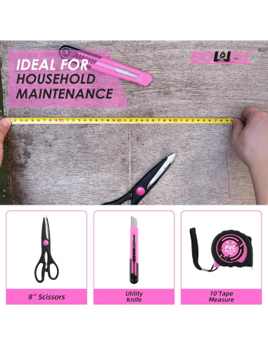 Kit de Herramientas DOWELL 40 Pcs Rosa con Caja Plástica