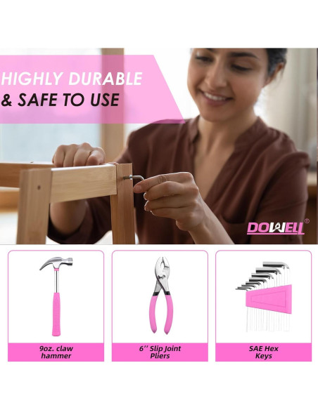 Kit de Herramientas DOWELL 40 Pcs Rosa con Caja Plástica