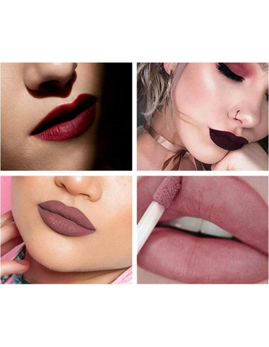 Set de 24 Pintalabios Mate WAQIA Brillo Labial Impermeable