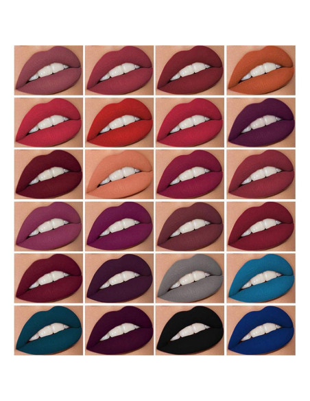 Set de 24 Pintalabios Mate WAQIA Brillo Labial Impermeable