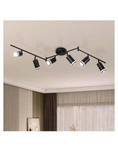 Kit de Iluminación de Riel Negro Silampdi 6 Luces LED Ajustables
