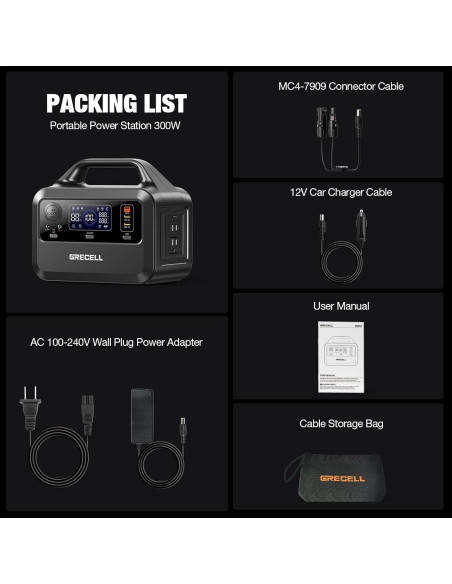 Estación de Energía Portátil GRECELL 300W 230Wh Camping