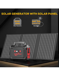 Generador Solar POWSTREAM P168 167Wh con Panel 30W 2