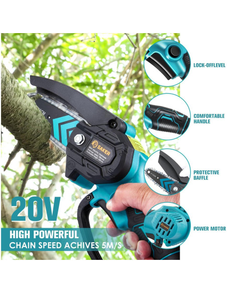 Motosierra Mini Saker 20V Inalámbrica 1.1 kg para Jardín