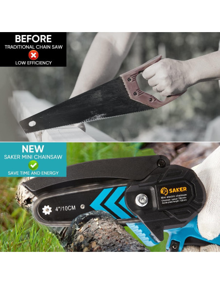 Motosierra Mini Saker 20V Inalámbrica 1.1 kg para Jardín