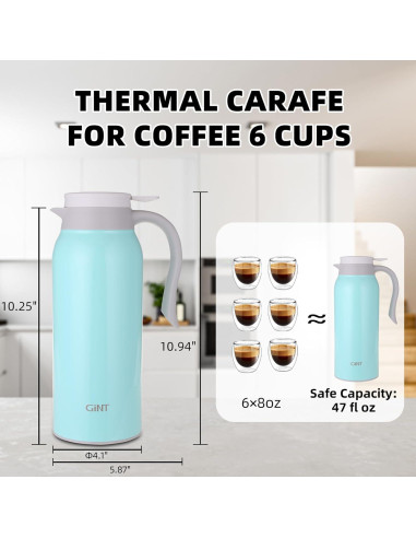 Termo de Café GiNT 1.5L Acero Inoxidable Doble Pared Azul