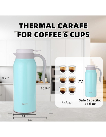 Termo de Café GiNT 1.5L Acero Inoxidable Doble Pared Azul