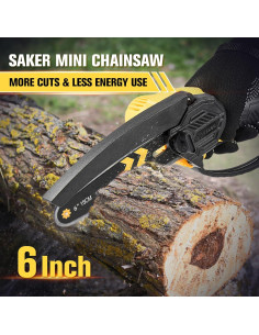 Motosierra Mini Saker Inalámbrica 15 cm con 2 Baterías 2