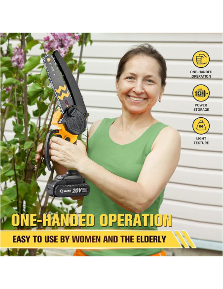 Motosierra Mini Saker Inalámbrica 15 cm con 2 Baterías