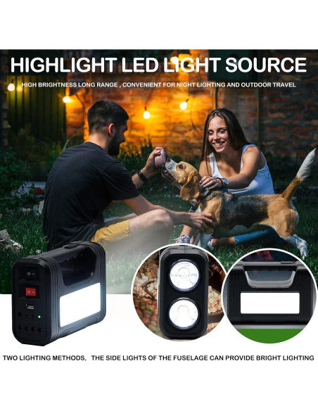 Generador Solar Portátil Upusa 9000mAh con Panel LED