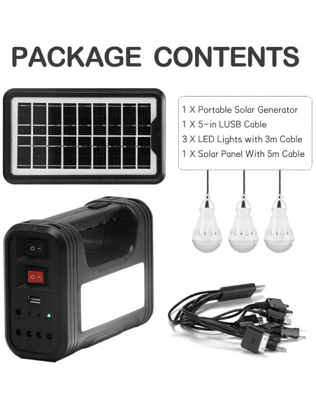Generador Solar Portátil Upusa 9000mAh con Panel LED