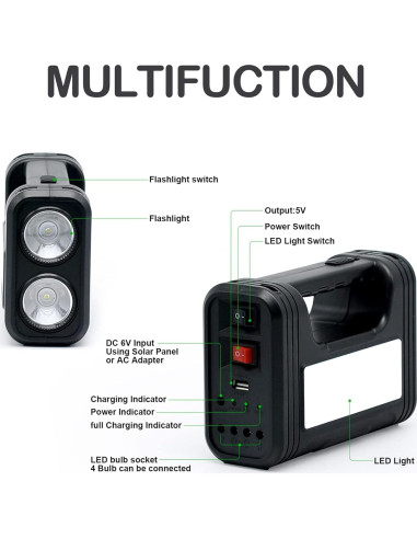 Generador Solar Portátil Upusa 9000mAh con Panel LED