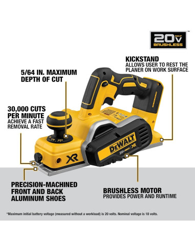 Cepillo DEWALT DCP580B 20V Sin Escobillas 3,36 kg 2 mm Corte