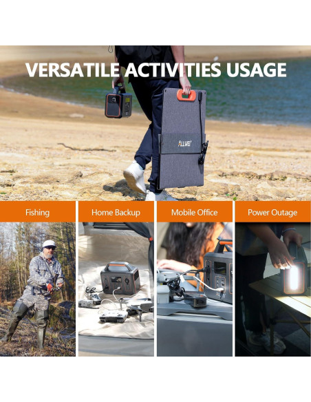 Generador Solar Portátil ALLWEI 300W 280Wh para Camping