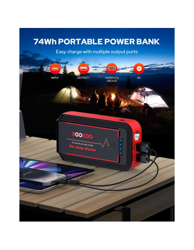 Arrancador de Batería 3000A BOOKOO H9 Portátil 12V
