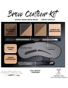 Kit de Cejas Aesthetica 16 Piezas con Polvos y Plantillas 2