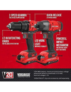 Taladro y Destornillador CRAFTSMAN V20 MAX 2 Herramientas 2