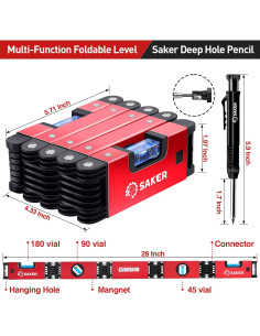Juego de Nivel Plegable Saker + Lápiz Profundo + Aluminio 2