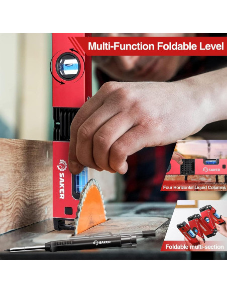 Juego de Nivel Plegable Saker + Lápiz Profundo + Aluminio