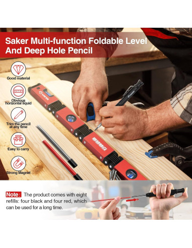 Juego de Nivel Plegable Saker + Lápiz Profundo + Aluminio